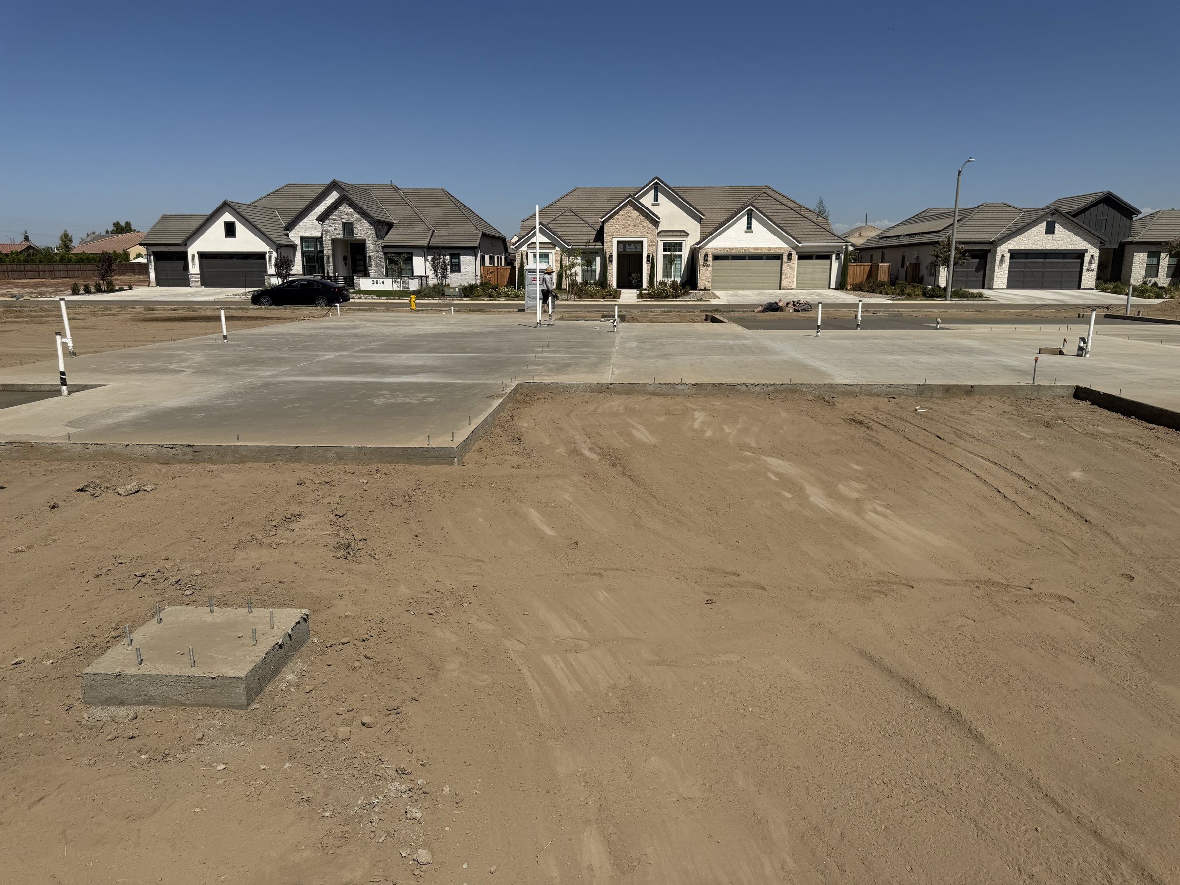 House foundation slab poured in a new subdivision