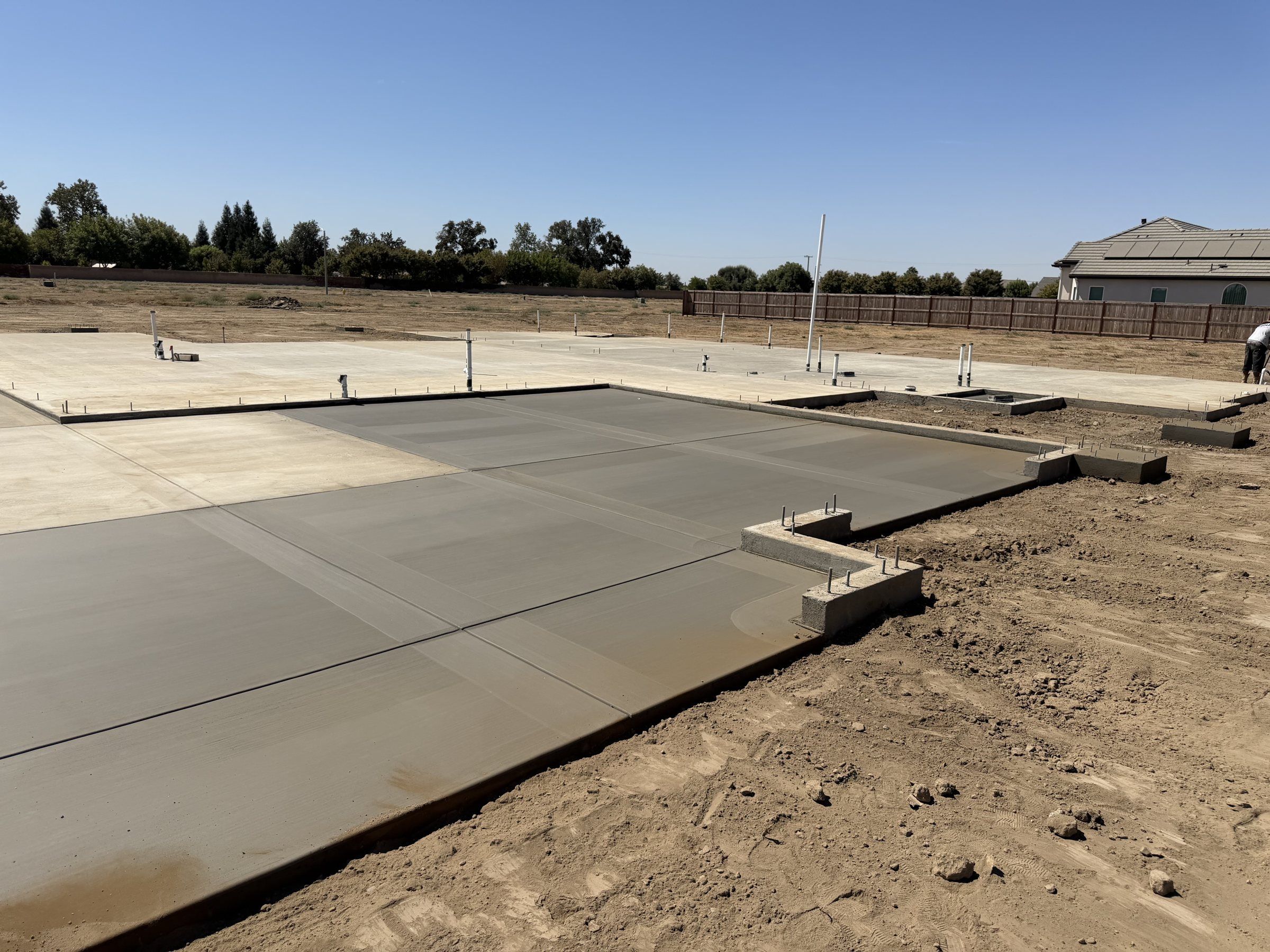 House slab with formed edges in a new subdivision