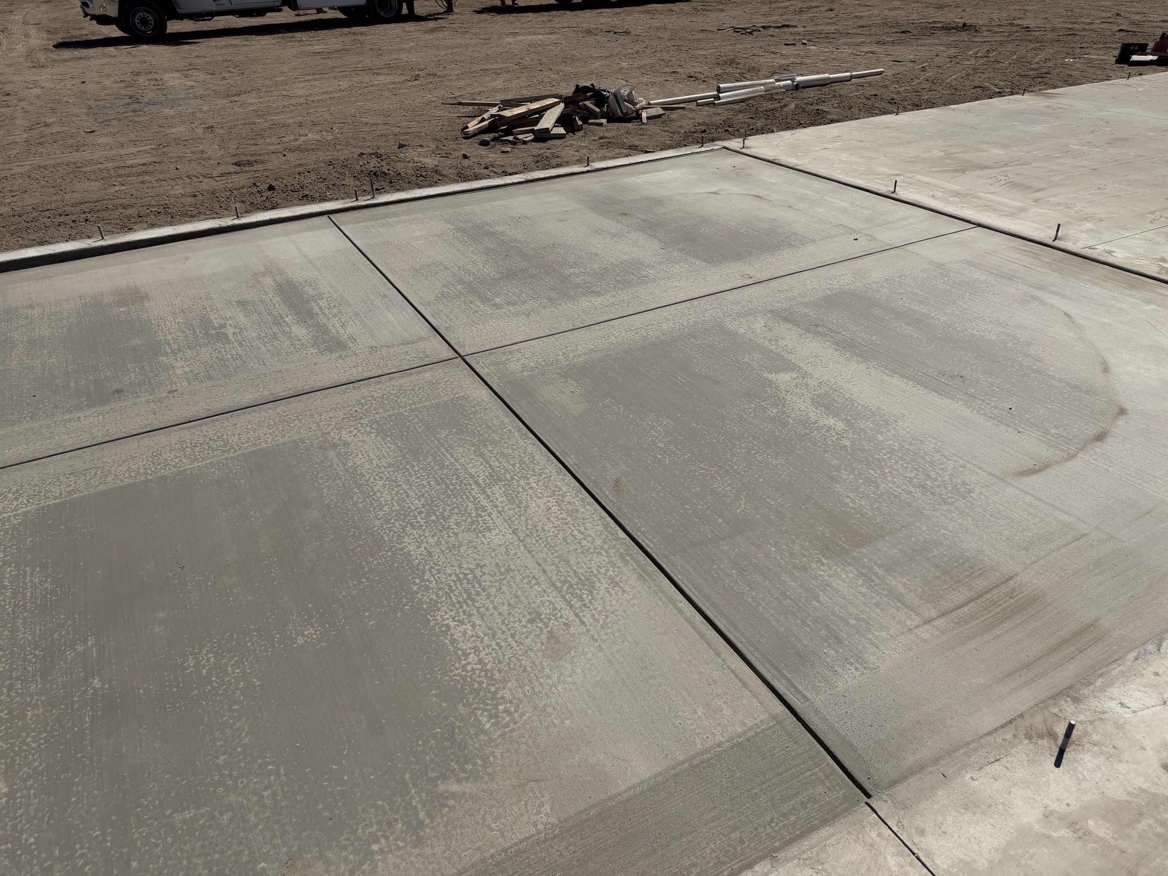 Finished house slab with control joints