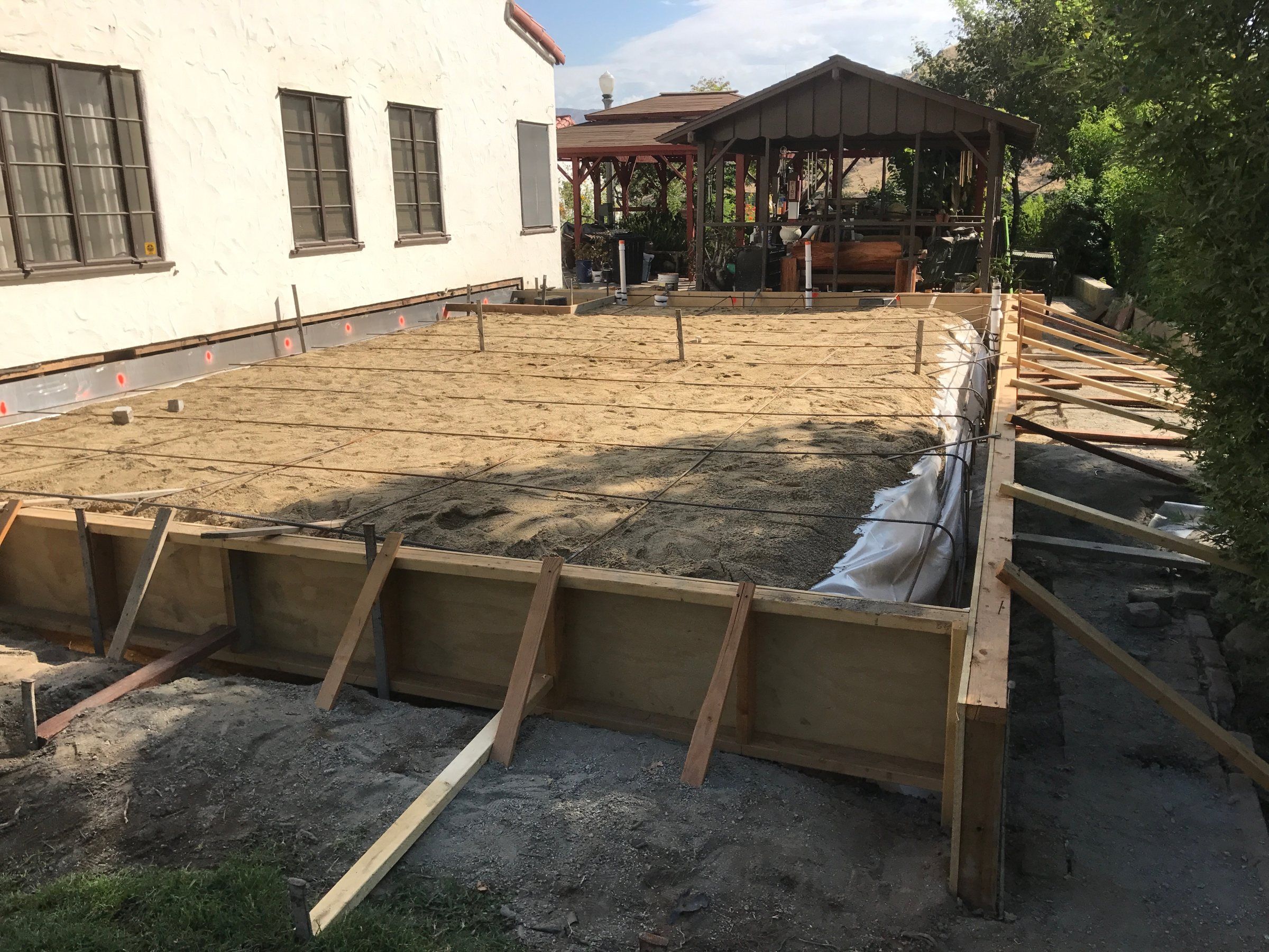 Formed and graded backyard area ready for concrete